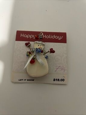 Kohl's Happy Holidays Snowman Brooch W/ Jingle Bell Holiday Pin